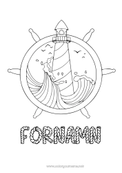 Gratis färgläggning Hav Båt Fyr Marina fordon