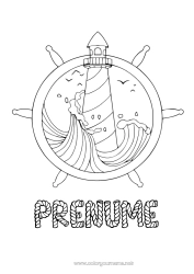Pagină de colorat gratuită Mare Barcă Far Vehicule maritime