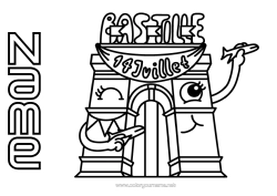 Colouring to customise France 14Th July Arc De Triomphe National Holiday