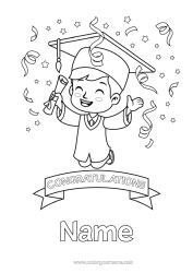 Free colouring School Congratulations Pupil Student cap