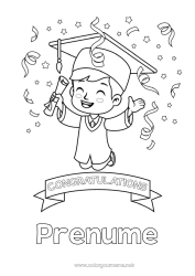 Pagină de colorat personalizată Școală Felicitări Elev Beretă de student