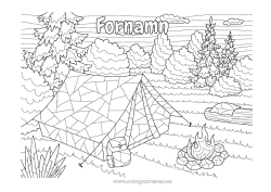 Gratis färgläggning Mandala Komplexa målarbilder Zentangle Camping Tält