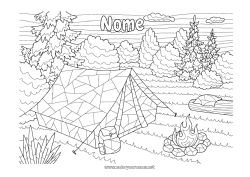 Desenho para personalizar Mandala Colorações Complexas Zentangle Camping