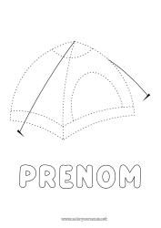 Coloriage gratuit Activités enfants Points à relier Coloriages faciles Trace et colorie Camping Tente