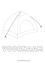 Gratis kleurplaat Activiteiten voor Kinderen Van punt naar punt Eenvoudige kleurplaten Trace et colorie Kamperen Tent