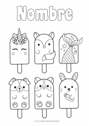 Colorear para personalizar Kawaii Unicornio Zorro Conejo Animales Pescado Golosinas Helado Dibujos fáciles para colorear Animales marinos o acuáticos Perros y gatos Dragones, unicornios y animales fantásticos Animales del bosque