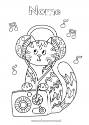 Colorazione gratuita Gatto Animale Musica CanI e gatti Festa della musica