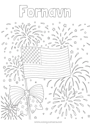 Fargeleggingssiden å tilpasse Fyrverkeri USA Flagg 4. juli