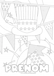 Coloriage gratuit USA Chapeau Drapeau 4 juillet