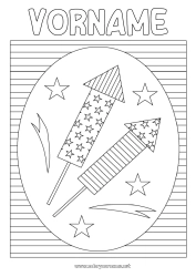 Malvorlage anpassen Feuerwerk USA 4. Juli 14. Juli Streifen