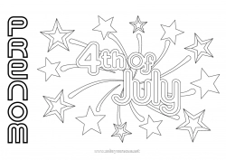 Coloriage gratuit Feu d'artifice USA 4 juillet