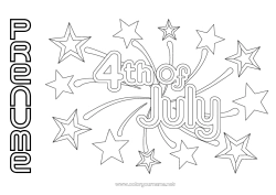 Pagină de colorat personalizată Foc de artificii SUA 4 iulie