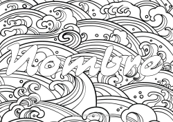 Colorear gratis Mar Nombre decorado Dibujos complejos para colorear Fondo decorativo Olas