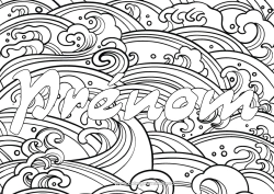 Dessin gratuit Mer Nom décoré Coloriages complexes Fond décoratif Vagues