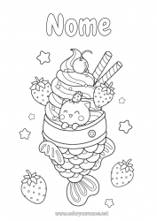 Disegno gratuito Kawaii Pesce Sirena Frutta Dolci, zuccherini Gelato Fragola Animali marini o acquatici