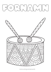 Gratis färgläggning Musik Zentangle Antistress Musikens dag Musikinstrumenter Trumma