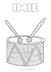 Kolorowanka za darmo Muzyka Zentangle Antystres Święto Muzyki Instrumenty muzyczne Bęben