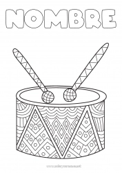 Colorear gratis Música Zentangle Antiestrés Día Mundial de la Música Instrumentos de música Tambor