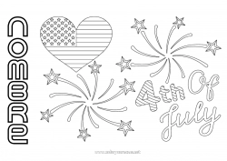 Dibujo libre Corazón Fuegos artificiales Estados Unidos Bandera 4 de julio