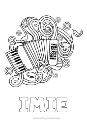 Kolorowanka za darmo Muzyka Święto Muzyki Instrumenty muzyczne Akordeon