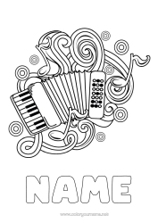 Colouring to customise Music Music Day Musical Instruments Accordion