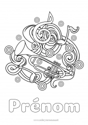 Coloriage à personnaliser Musique Fête de la musique Instruments de musique Trompette