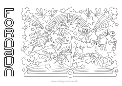 Gratis fargelegging Dyr Bok Drager, enhornede hester og fantastiske dyr Fe Lesing