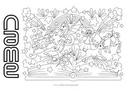 Coloring to customize Animal Book Dragons, unicorns and fantastic animals Fairy Reading