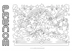 Coloriage gratuit Livre Dragons, licornes et animaux fantastiques Fée Lecture