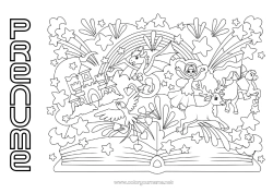Pagină de colorat personalizată Animal Carte Dragoni, unicorni și animale fantastice Zână Lectură
