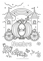 Colorear para personalizar Calabaza Lindo Castillo Kawaii Conejo Princesa Arcoíris Cuento de hadas Carruajes y Coches de caballos Animales del bosque Vehículos históricos o vintage