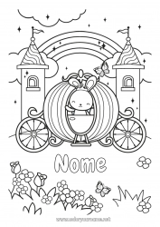 Disegno gratuito Zucca Carino Castello Kawaii Coniglio Principessa Veicoli Arcobaleno Fiaba Calesse e carrozze Animali della foresta Veicoli storici o vintage