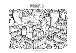 Colouring to customise Castle Mandala Beach Complex Colouring Pages Sandcastle