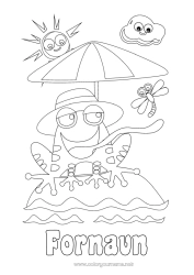 Gratis fargelegging Frosk Sommer Strand Dyr Marin eller akvatisk dyr Parasol  -> Parasol