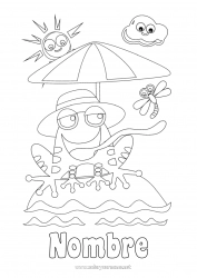 Dibujo libre Rana Verano Playa Animales Animales marinos o acuáticos Parasol, sombrilla de playa