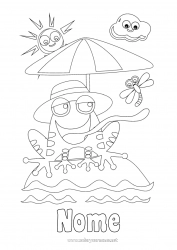 Desenho grátis Sapo Verão Praia Animal Animais marinhos ou aquáticos Guarda-sol