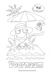 Gratis kleurplaat Kikker Zomer Strand Dier Zeedieren Parasol