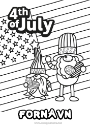 Fargeleggingssiden å tilpasse USA Gnom Flagg 4. juli