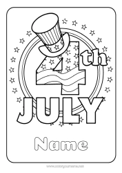 Colouring to customise United States Of America 4Th Of July