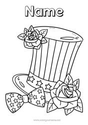 Colouring to customise United States Of America Hat Rose 4Th Of July Bow Tie