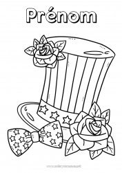 Coloriage gratuit USA Chapeau Rose 4 juillet