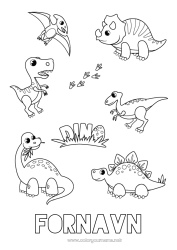 Gratis tegning Dinosaurer Dyr Diplodocus Tyrannosaurus Triceratops