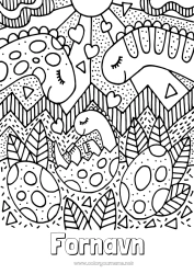 Gratis tegning Pappa Mamma Dinosaurer Dyr Baby Familie