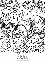 Child coloring page Dad Mum Dinosaurs Animal Baby Family