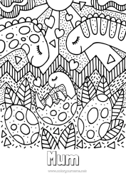 Free colouring Dad Mum Dinosaurs Animal Baby Family