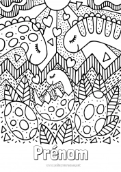 Coloriage à personnaliser Papa Maman Dinosaures Animal Bébé Famille