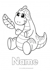 Free coloring Cute Dinosaurs Animal Feather