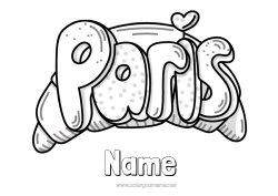 Colouring to customise France 14Th July Croissant Paris
