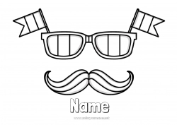 Free drawing France Flag 14 July Glasses Moustache