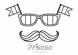 Dessin gratuit France Drapeau 14 juillet Lunettes Moustache